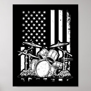 Póster Kit de tambor Bandera Americana Musimer Drummer