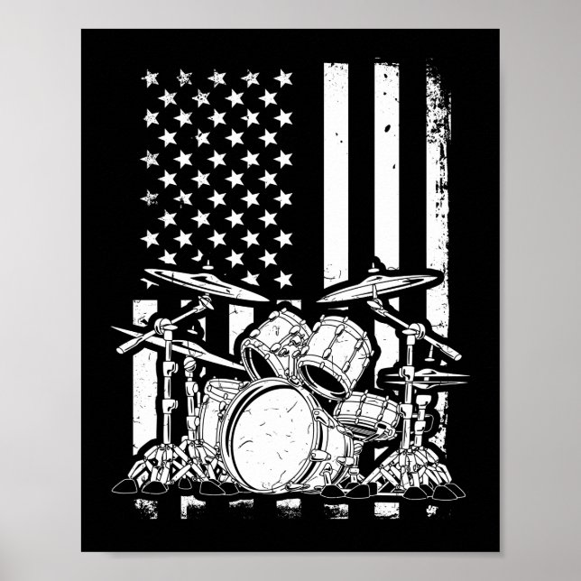 Póster Kit de tambor Bandera Americana Musimer Drummer (Frente)
