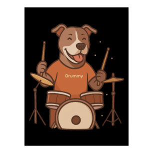 Póster Kit de tambor de rock personalizado Pitbull Drumme