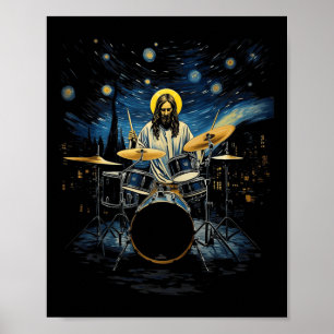Póster Kit de tambor percusionista percusionista Van Gogh