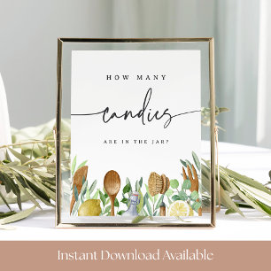 Póster Kitchen Bridal Shower Candy Guessing Rótulo de jue