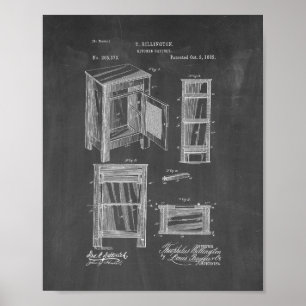 Póster Kitchen Cabinet Patent - Chalkboard