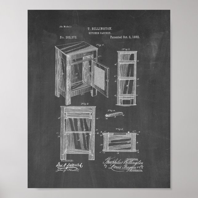 Póster Kitchen Cabinet Patent - Chalkboard (Frente)