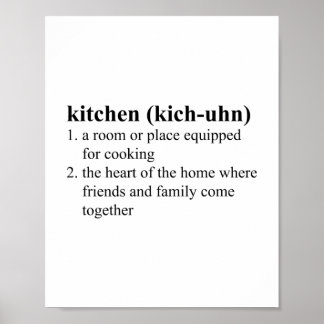 Póster Kitchen Dictionary Definition Meaning Typographic