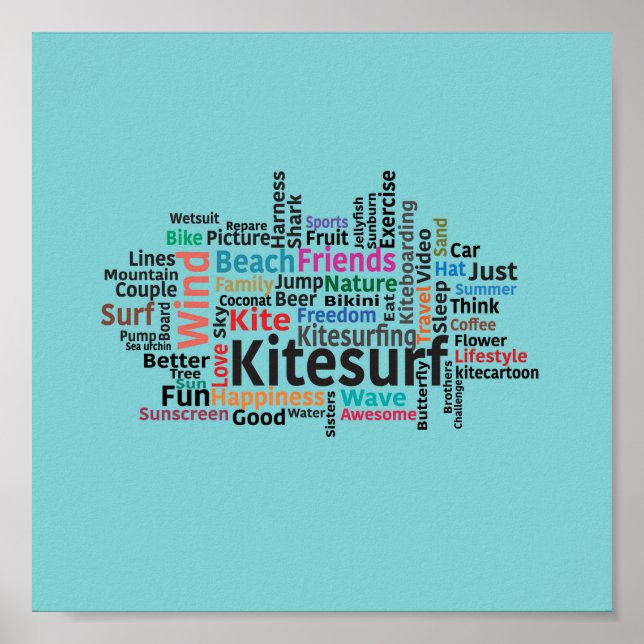 Póster Kiteboarding/kitesurf - Diseño para kitesurf (Frente)