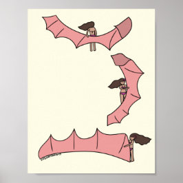 Póster Kitesurf/Kiteboarding - chica de cometas con kite 