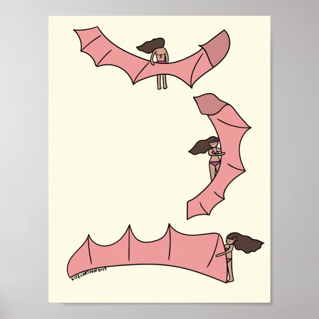 Póster Kitesurf/Kiteboarding - chica de cometas con kite  (Frente)