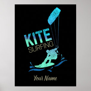 Póster Kitesurfing Vintage Kiteboarder Kite Surfing