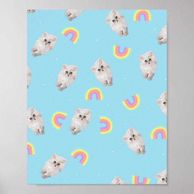 Póster Kitschy Pastel Gato Estético Gato Gato Gatito Lluv (Frente)