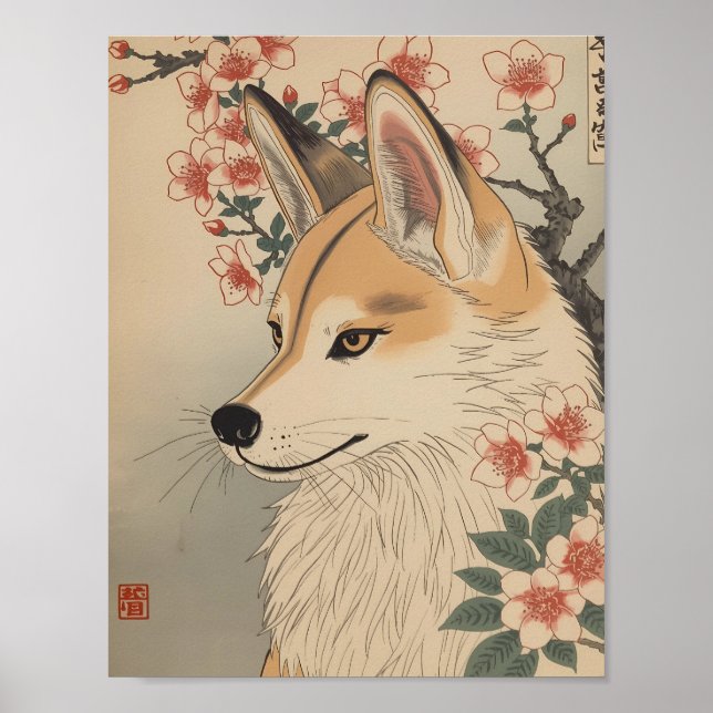 Póster Kitsune & cherry blossom (Frente)