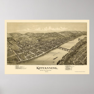 Póster Kittanning, Mapa Panorámico PA - 1896