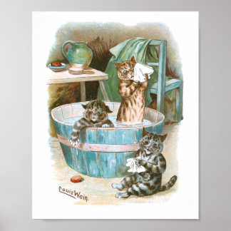 Póster Kitten Bath de Louis Wain