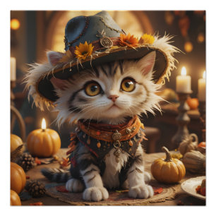 Póster Kitten de Acción de Gracias 02