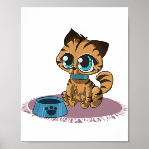 PÓSTER KITTEN DE OJOS AZULES MARRÓN SOBRE UNA MAT PURPLE