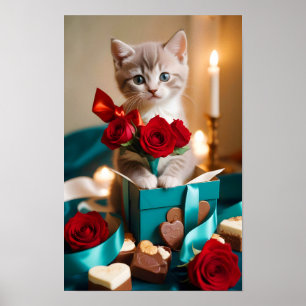 Póster Kitten Love Tender Romantic Beautiful Gift