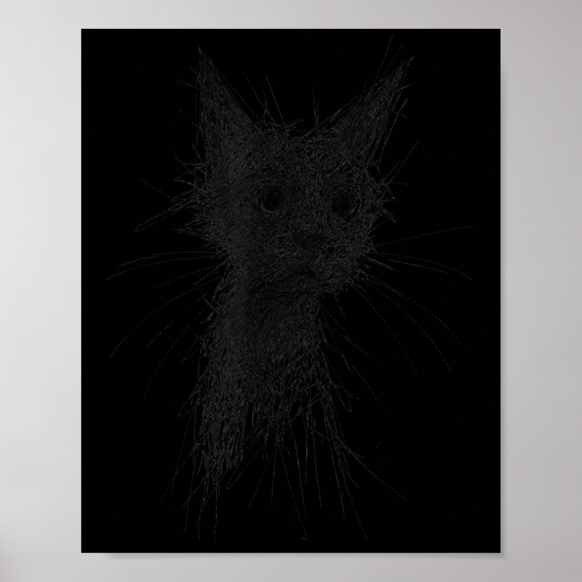 Póster Kitten Lover Abstract Scribble Art Cute Cat Cat  (Frente)