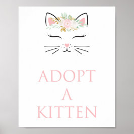 Póster Kitten Rótulo de adopción fiesta de cumpleaños
