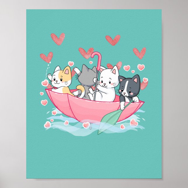 Póster Kitten Umbrella Hoodie (Frente)