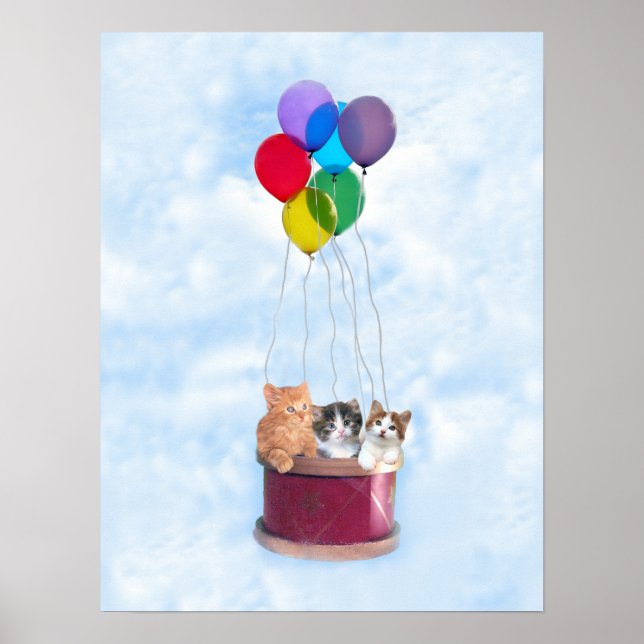 Póster Kittens Hot Air Balloon Print (Frente)
