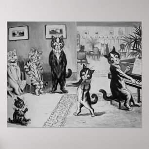 Póster Kittens Violinist, Louis Wain