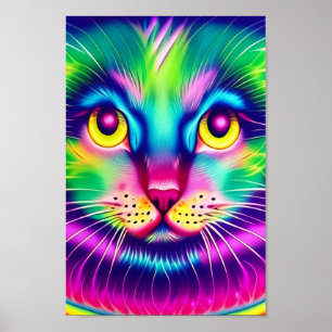 Póster Kitty arcoiris