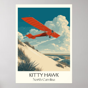 Póster Kitty Hawk North Carolina Vintage Flight Art
