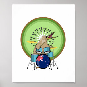 Póster Kiwi Bird Drummer