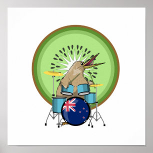 Póster Kiwi Bird Drummer