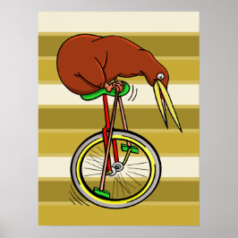 Póster Kiwi Bird En Un Personalizado Divertido De Unicycl