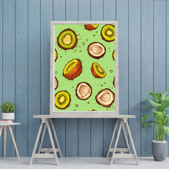 Póster Kiwi & Coconut Duo | Tropical Watercolor Fruit  (Subido por el creador)