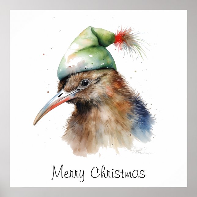 Póster Kiwi de Navidad Acogedor, personalizable (Frente)