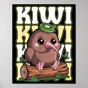 Póster Kiwi Nueva Zelanda Cita para un amante de las aves