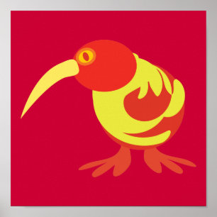 Póster Kiwi rojo y amarillo