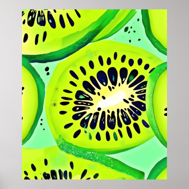 Póster Kiwi Slices: vivos y frescos (Frente)