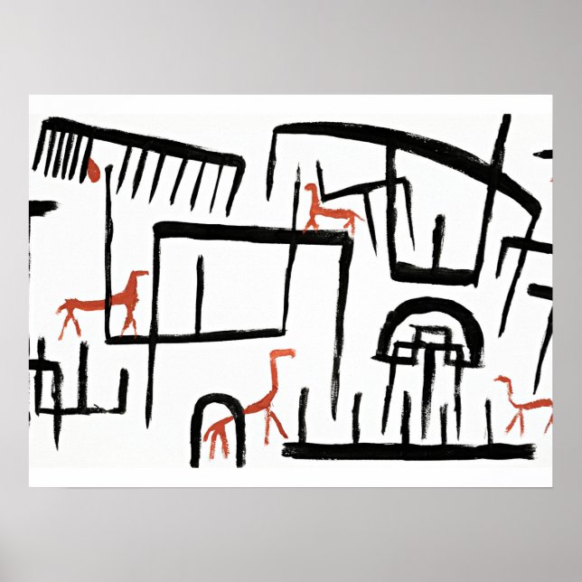 Póster Klee - Animales en un gabinete (Frente)