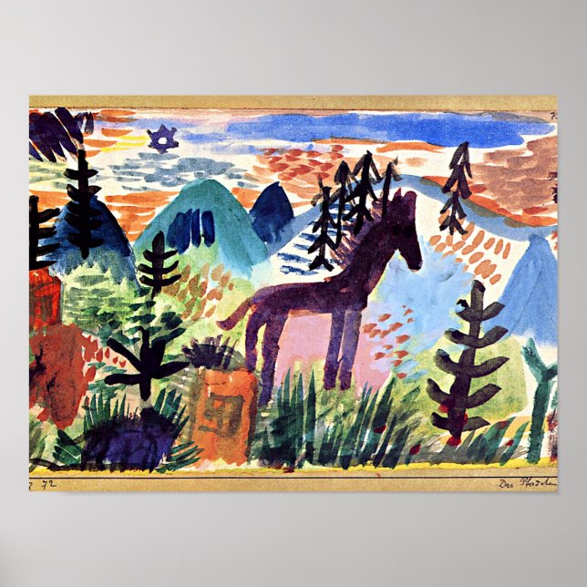 Póster Klee - El caballo, la famosa pintura (Frente)