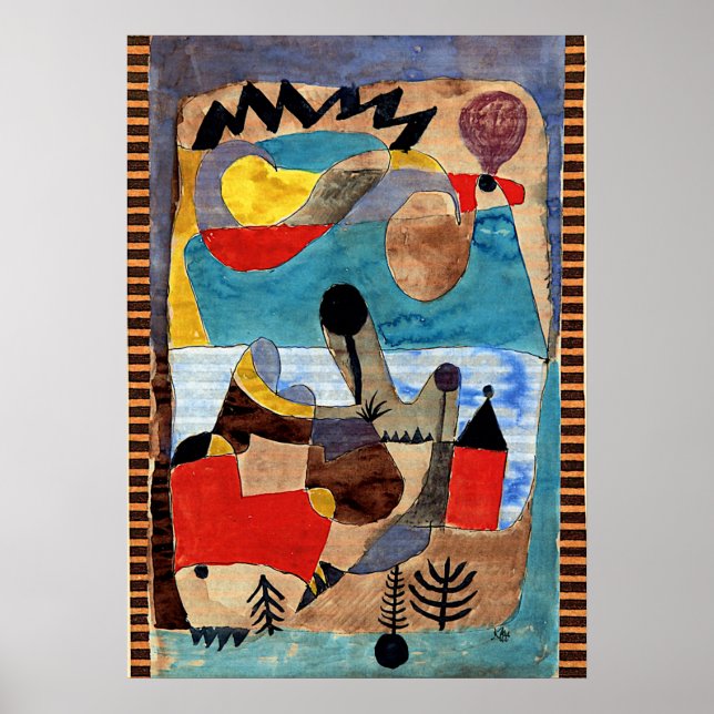 Póster Klee - El paisaje del castillo con el rayo negro (Frente)