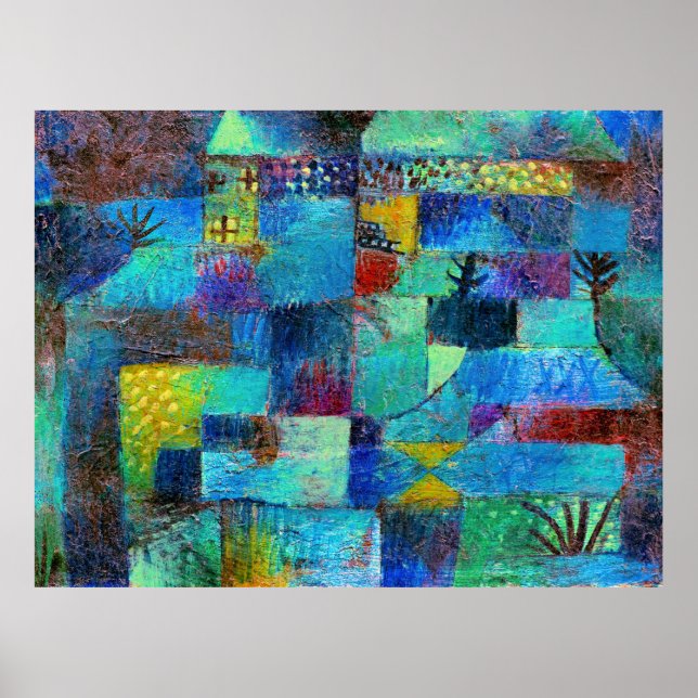 Póster Klee - Jardín con terraza (Frente)
