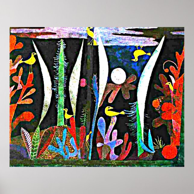 Póster Klee - Paisaje con aves amarillas (Frente)