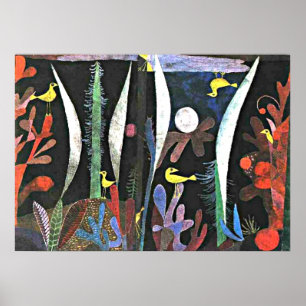 Póster Klee - Paisaje con aves amarillas