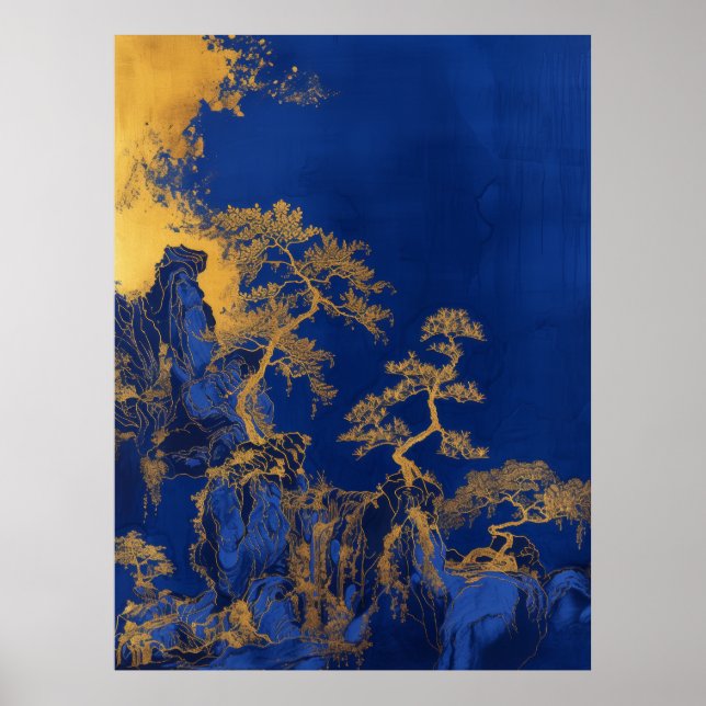 Póster Klein Blue Chinese Embroidery Craft of Gold Poster (Frente)