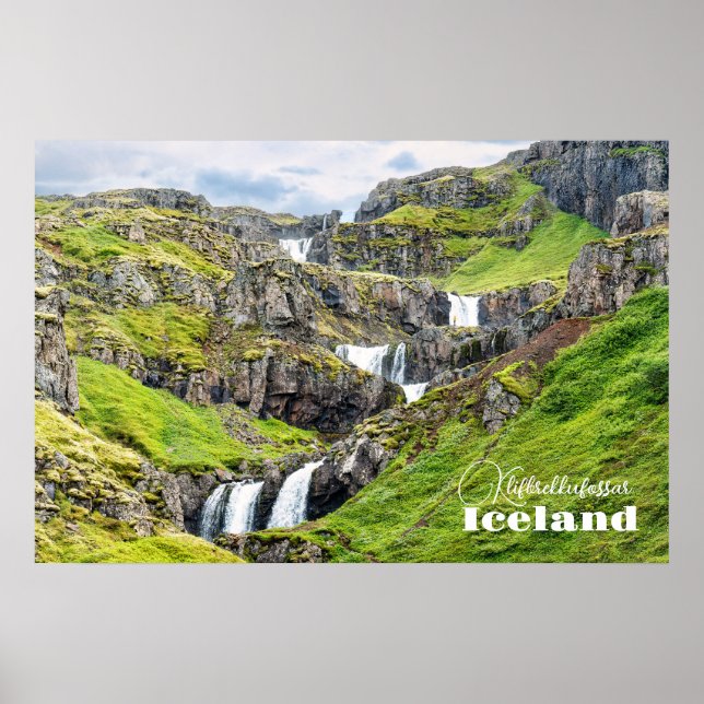 Póster Klifbrekkufossar, Islandia (Frente)
