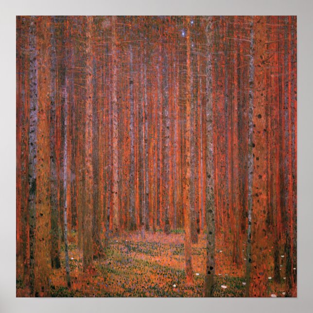 Póster Klimt - Bosque de abetos 1901 (Frente)