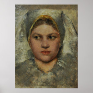 Póster Klimt - Cabeza de una estudiante