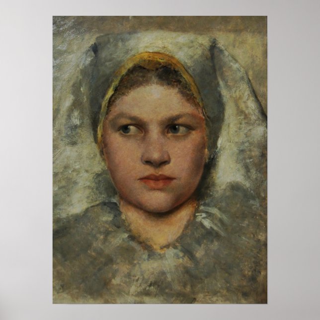 Póster Klimt - Cabeza de una estudiante (Frente)