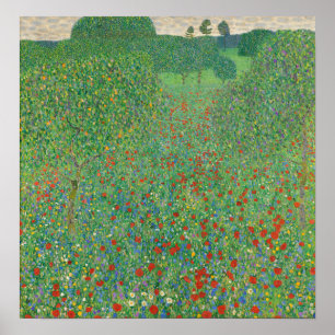 Póster Klimt - Campo de amapolas