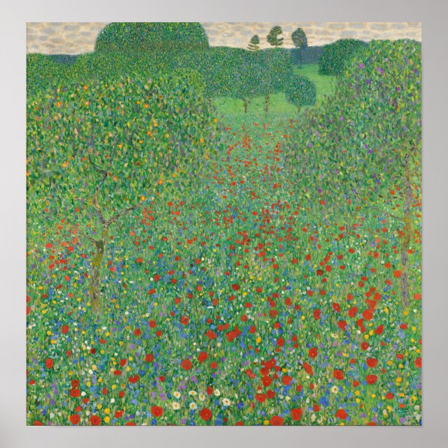 Póster Klimt - Campo de amapolas (Frente)