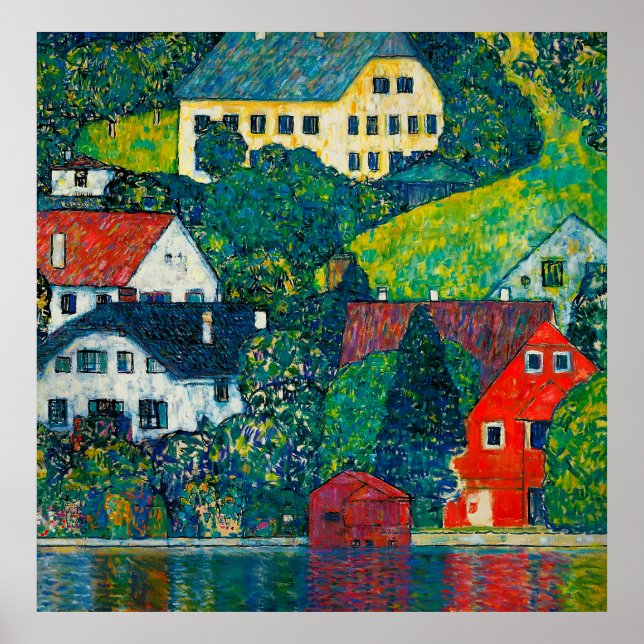 Póster Klimt "Casas en Unterach en el Attersee" (Frente)