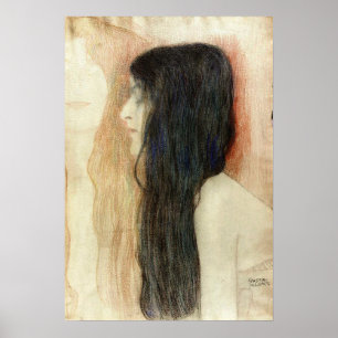 Póster Klimt - Girl With Long Hair