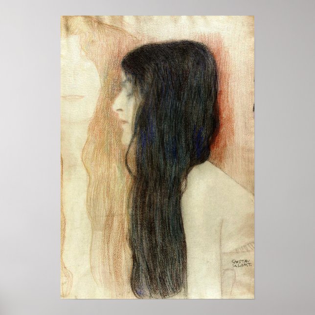 Póster Klimt - Girl With Long Hair (Frente)